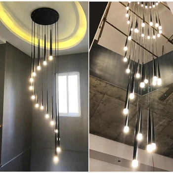 LED spirală living candelabru simplu holul hotelului scara candelabru de iluminat interior decor acasă timp agățat lumini