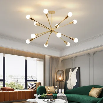 LED-uri moderne candelabru tavan lumini pentru camera de zi dormitor de luat Masa Cameră de Studiu Aur, Corp Negru AC90-260V Candelabre, Corpuri de