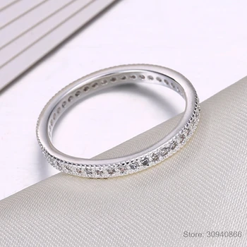 LEKANI Clasic Argint 925 Înaltă Calitate Cerc Clar CZ Geometrice care pot fi Stivuite Inele pentru Femei Bijuterii de Nunta Cadou SCR066