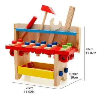 Lemn De Simulare Lemn Instrument Masă Demontare Piuliță Combinație Jucărie De Educație Timpurie Puzzle Copii Mici Jocuri De Masă