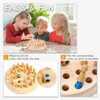 Lemn Meci de Memorie Stick Joc de Șah Bloc Distractiv Joc de Bord de Învățământ Culoare Cognitive Capacitatea de Jucărie Pentru copii IQ Creier Joc Teaser