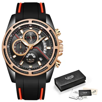 LIGE Design de Brand de Lux Ceas Mecanic Barbati Automată Negru Ceasuri Pentru Barbati Silicon Scufundări de Afaceri de Sport Încheietura Ceas Reloj