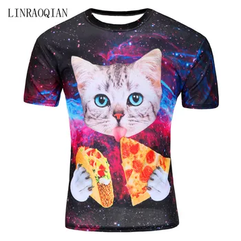 LINRAOQIAN Tricou Barbati 2018 cel mai Nou spațiu galaxie tipărite creative 3d tricou barbati gânditori/noutate/pizza/copac 3D tee topuri haine
