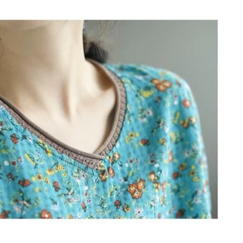 Literatura și arta RETRO, noi V-neck short sleeve T-shirt femei vara vrac Florale de sus de Bumbac