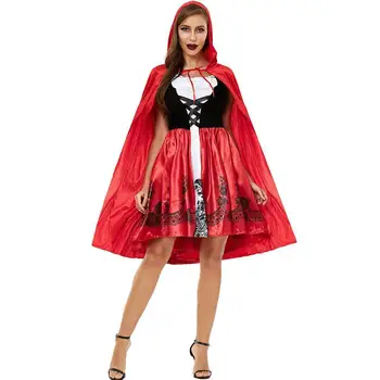 Little Red Riding Hood Costum Adult Cosplay Dress Serviciu Capota Regina Petrecere Club de noapte Red petrecere Costum de Echitatie Cospl F0O0