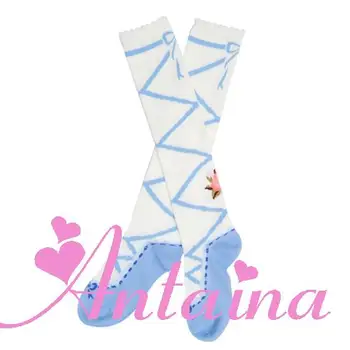Lolita ciorapi de balet frumoasa curele albastru roz de imprimare gothic lolita kawaii fata loli pentru fete kawaii lolita dulce de zi cu zi