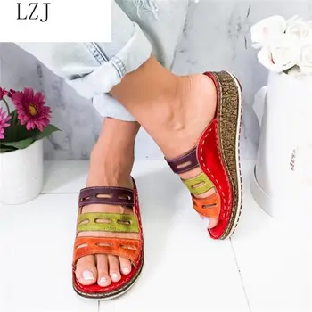 LZJ 2020 Noi de Vara Femei Sandale Împletit Sandale de Doamnelor sandale Casual, Pantofi Platforma Wedge Slide-uri Pantofi de Plaja Dropshipping