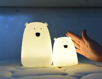 Lămpi colorate Urs Silicon LED Lumina de Noapte Exigibilă Baterie Senzor de Lumină Copii copii Copii Lampa de Noapte Lumina Dormitor