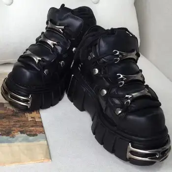 Mabaiwan Negru De Iarnă Cizme Glezna Microfibra Metal Decor Dantela Sus Flatform Pantofi Femei Militares De Echitatie De Sex Feminin Botas Mujer