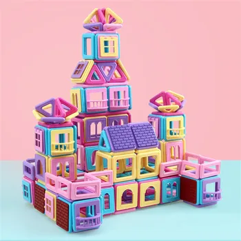 Macaron roz bloc magnetic designer clădire set modelul și construcția de jucărie din plastic magnetic bloc de învățământ Cadouri jucărie