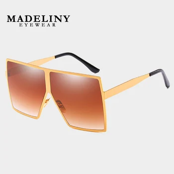 MADELINY Brand de ochelari de Soare Patrati Femei Vintage Cadru Metalic Supradimensionat ochelari de Soare pentru barbati, top plat nuante MA048