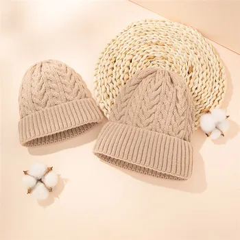 Mama New Baby Boy Fata de Iarna Tricot Moale Cald Beanie Hat Capac pentru Copii Adulți Familie de Potrivire Căciuli Capace de Pălării Accesorii