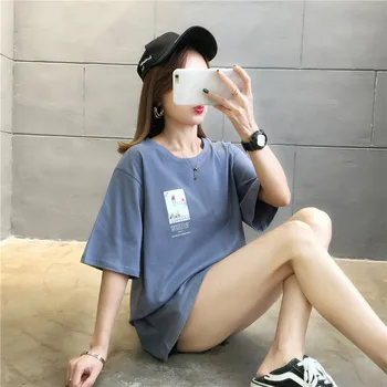 Maneci scurte T-shirt Femei Imprimate Stil coreean grupa de Elevi de Toate-meci de zi cu Zi Harajuku Vară Liber de Mari Dimensiuni 2XL Streetwear Noi