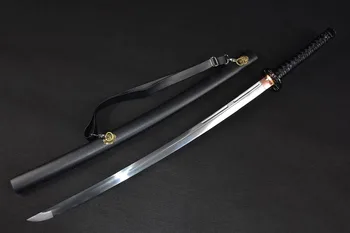 Manual Japonez Sabie de Samurai 1060 din Oțel Carbon de înaltă Real Katana Muchie Ascuțită Piele Saya cu Curea