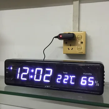 Mare LED-uri Digitale Ceas de Perete Mare Număr Calendar de Temperatură și Umiditate Ceas de Masa cu Alarma Electronic Ceas de Perete cu NOI, UE Plug