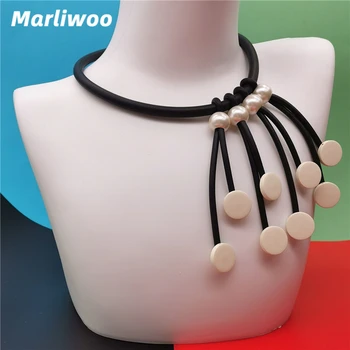 Marliwoo NOU Cravată Coliere Gotic Handmade Coliere Pentru Femei Bijuterii din Lemn de Lux Etnice Pulover Chian Haine Accesorii