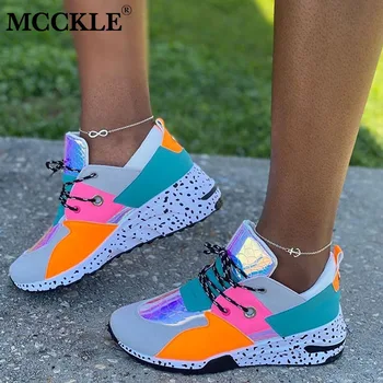 MCCKLE Femei Vulcanizat pantofi Doamnelor Colorate Adidași Dantela-Up Plasă de sex Feminin Platforma de Moda Toamna Confort Încălțăminte de Nou