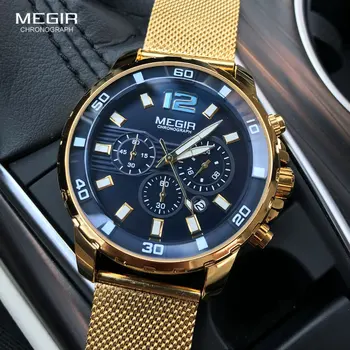 MEGIR Cronograf Cuarț Ceasuri pentru Barbati 2020 de Lux Brand de Top Sportului Militar Impermeabil Ceas de mana Barbati Mesh Ceas Curea Ceas