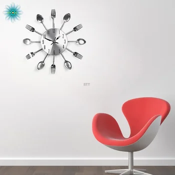 Metal Design Modern Ceas de Perete Cuțit, Furculiță, Lingură de Bucătărie Ceasuri Creative Home Decor Unic în Stil Ceas de Perete Ceas De pe Perete