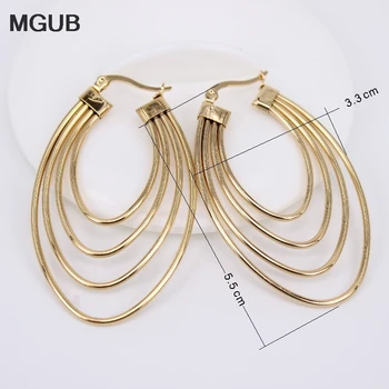MGUB 2019 Nou design Lightweight bijuterii din oțel inoxidabil de aur culori ovale Hoop cercei pentru femei LH664