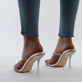 MHYONS 2020 Femei Pantofi CLAR DIAMANTE STILET TOCURI Peep Toe Tocuri inalte, Sandale de Vară Rochie de Petrecere Pantofi Cruce Curea Sandale