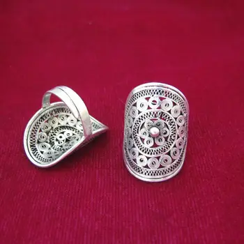 Miao Xiang Dongzhai stil etnic manual Miao argint inel clasic mare tambur de bronz inel