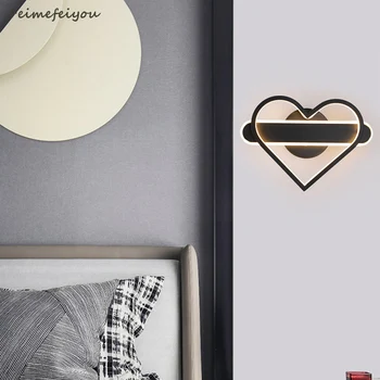 Minimalist modern culoar lampa Nordic dormitor lampă de noptieră creative condus de aluminiu coridor camera de hotel de perete in forma de inima lampă de perete