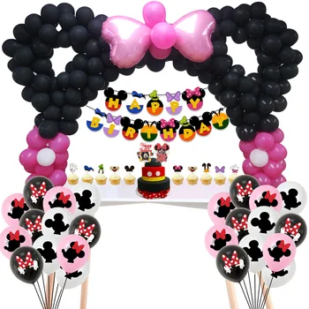 Minnie Mickey Mouse-Petrecere Tematica Arc Balon Lanț de BRICOLAJ Desert Decor de Masă Mickey Minnie Balon Ziua de naștere Copil de Dus Decor