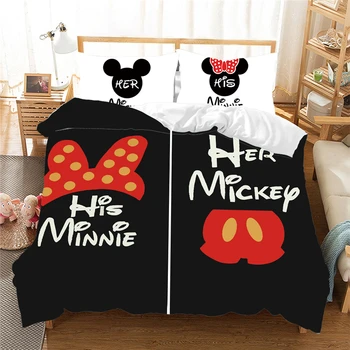 Minnie Mickey Mouse-Set De Lenjerie De Pat SIngle Twin Queen Cu Pat King-Size Set Copii Plapuma Perna Mângâietor Seturi De Lenjerie De Pat