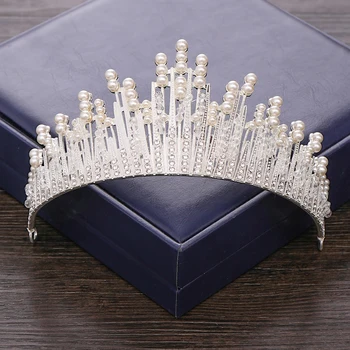 Mireasa Diademe Și Coroane Ornamente De Păr De Nunta Caciulita Diademă De Argint De Culoare Perla De Nunta Coroana De Mireasa Accesorii De Par