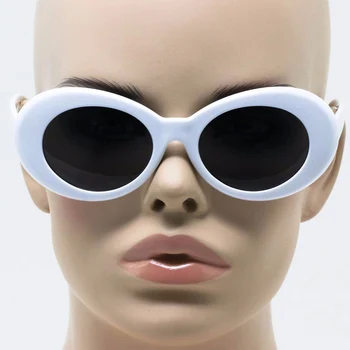 Moda 2019 Kurt Cobain Ochelari Oval Alb Influenta Ochelari de Soare Rapper Nuante de Lux Ochelari pentru Barbati Femei oculos UV400 Sus