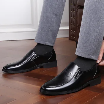 Moda Pantofi de Piele pentru Bărbați Încălțăminte Plat Mens Pantofi Casual Negru de Brand Masculin Încălțăminte Slip-on Om de Afaceri Pantofi KA2766