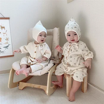 Moda Pentru Baieti Fete De Moda De Îmbrăcăminte Din Bumbac Cu Maneca Lunga Salopetă Pentru Copii Cu Pălărie Pentru Copii Copilul Pijama Set Haine