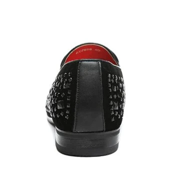 Moda Stras Casual din Piele Pantofi de Brand de Lux Barbati Mocasini Tineret Populare de Nunta pantofi Balerini Negri 061