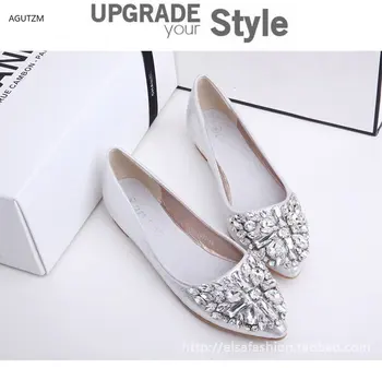 Moda superficial femei pantofi de agrement primăvară ascuțite balerina bling Stras apartamente pantofi printesa strălucitoare de Cristal pantofi de nunta 28