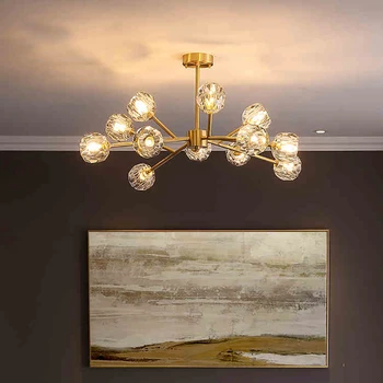 Modern Candelabru din Cristal de Lux Pentru Living, Dormitor Nordic Toate de Cupru LED Candelabre de Iluminat de Tavan Bucatarie Candelabre