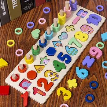 Montessori Jucării Nouă Cunoaștere Meci Preșcolar Din Lemn Conta Formă Geometrică Matematica Bord Didactice Din Educația Timpurie Matematice Jucărie