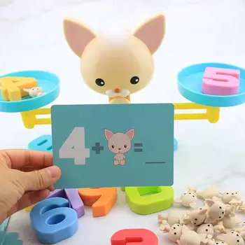 Montessori Math Joc Meci De Bord Jucării Maimuță Catelus Scară De Echilibrare Numarul De Echilibru Jocuri De Învățare Pentru Copii Animal De Jucărie Cifrele De Acțiune