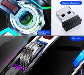 Mouse-ul fără fir Gamer Jocuri Silent Optice cu Laser 2.4 GHz Joc USB Reîncărcabilă ȘOARECI Cu Led RGB lumina de Fundal Pentru Calculator Laptop