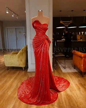 Mult Rosu Pentru Femei Rochie De Seara 2020 New Sosire Strapless Elegant Sirena Dubai Arabă Stil Rochii Formale