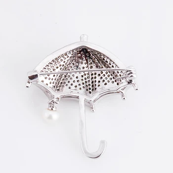 Mziking AAA Zircon umbrela Broșe Ace pentru Femei Mari Simulate perla alb Brosa Guler Brose Bijuterii Accesorii Petrecere