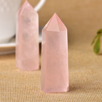 Naturale Cristal de Cuart roz Punctul de Piatră de Vindecare Prisme Hexagonale 50-80mm Obelisc Bagheta Tratament Ornamente de Piatră DIY Cadou