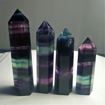Naturale Cristal de Fluorit Dungi Colorate Fluorit 4-9CM Cristal de Cuarț Piatră Punct de Vindecare Hexagonale Bagheta Tratament Piatra