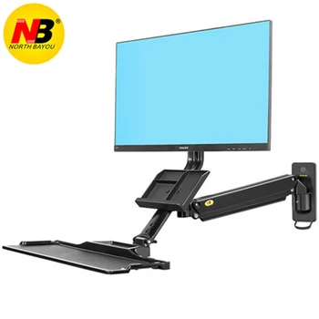 NB MC32 Aluminiu pentru Montare pe Perete Stai Stand de Lucru 22-32 inch Monitor Titularul de Gaze Strut Arm cu tastatura Tava Roti LCD Suport