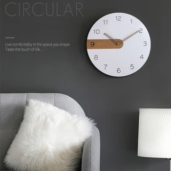 Noi din Lemn Ceas de Perete cu Design Modern Stil Nordic Tăcut Ceas Rotund 30cm Decor Cameră Ceas de Perete