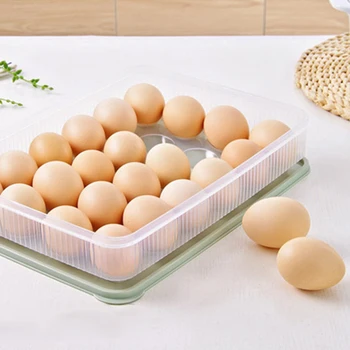 Noi Ouă de plastic cutie bucătărie ou cutie de depozitare de 24 de Grilă Ouă suport care pot fi Stivuite de stocare congelator organizatorii ou Container verde