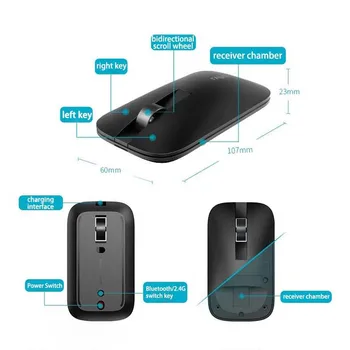 Noi Rapoo Wireless Mouse-ul Comuta Între Bluetooth 3.0/4.0 & 2.4 G O Cheie de Comutare Cu 3 Dispozitive Pentru Windows PC Laptop / Telefon Inteligent