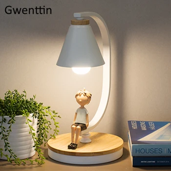 Nordic Lampă de Masă pentru Boy Fata de Birou Permanent, Dormitor Lumina Lampă de Noptieră Acasă Decor Modern cu LED-uri Corpuri de iluminat Loft corp de Iluminat