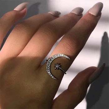 Noua moda doamnelor bijuterii inel de Semiluna creative exagerare deschidere inel de logodnă, aniversare de nunta inel
