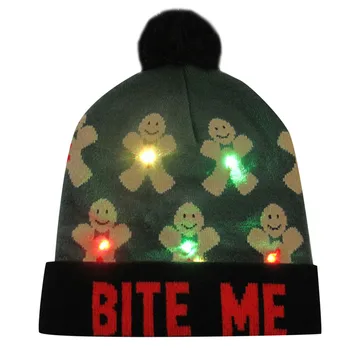 NOUA Moda Droppship Noutate Pălărie de Colorat Crăciun Fericit LED-up Knit Beanie Hat Hairball Capac de Cald Cadouri шляпа